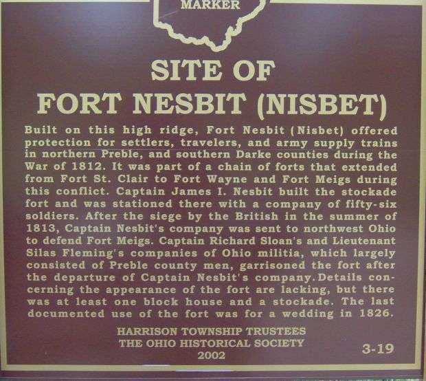 SITE OF FORT NESBIT WAR MEMORIAL MARKER