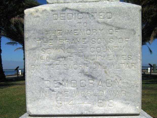 SEMINOLE COUNTY WORLD WAR I MEMORIAL DEDICATION STONE