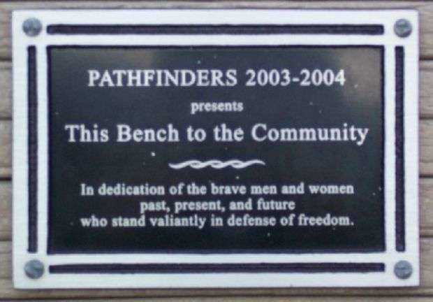 PATHFINDERS MEMORIAL BENCH PLAQUE