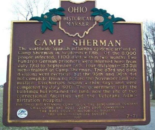 CAMP SHERMAN WAR MEMORIAL MARKER BACK