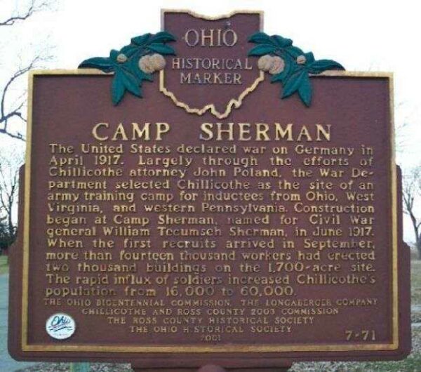 CAMP SHERMAN WAR MEMORIAL MARKER FRONT