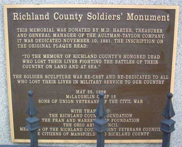 RICHLAND COUNTY SOLDIERS’ MONUMENT PLAQUE A