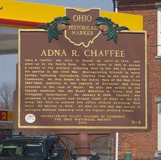 ADNA R. CHAFFEE MEMORIAL MARKER