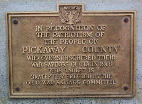 PICKAWAY COUNTY WAR SAVINGS QUOTA MEMORIAL