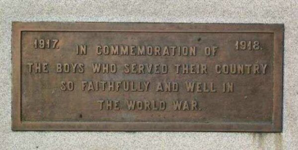 MCCONNELSVILLE WORLD WAR I MEMORIAL PLAQUE