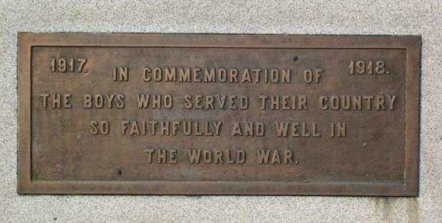 MCCONNELSVILLE WORLD WAR I MEMORIAL PLAQUE