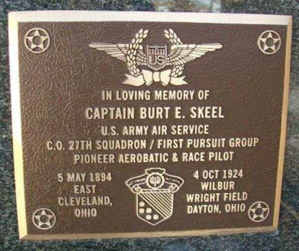 CAPTAIN BURT E. SKEEL WAR MEMORIAL PLAQUE