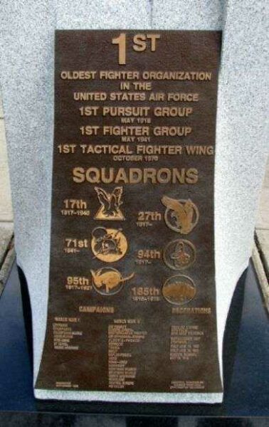1ST FIGHTER GROUP WAR MEMORIAL PLAQUE B