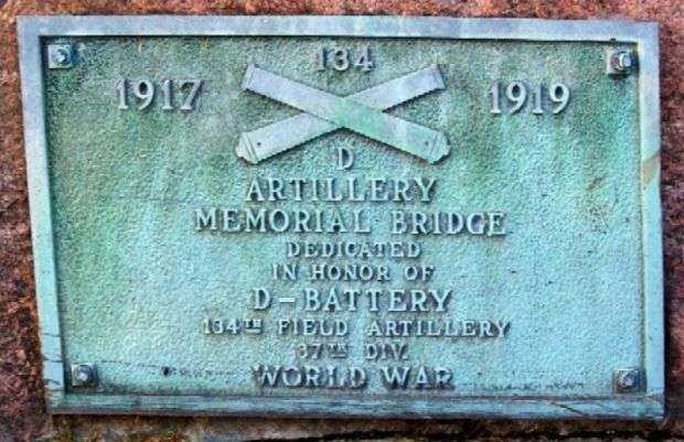 D-BATTERY 134TH ARTILLERY MEMORIAL BRIDGE PLAQUE