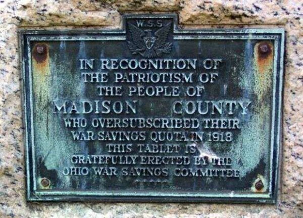 MADISON COUNTY WAR SAVINGS QUOTA MEMORIAL PLAQUE