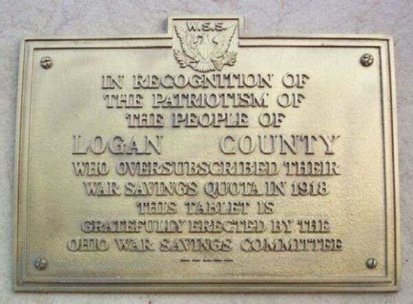 LOGAN COUNTY WAR SAVINGS QUOTA MEMORIAL PLAQUE