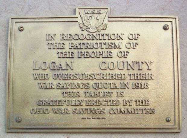 LOGAN COUNTY WAR SAVINGS QUOTA MEMORIAL PLAQUE