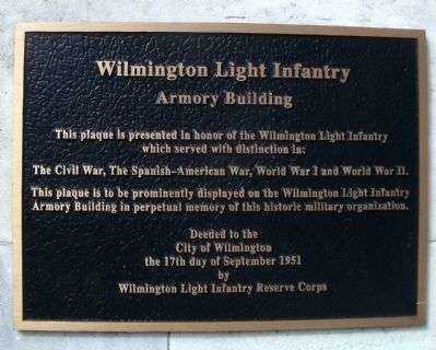 WILMINGTON LIGHT INFANTRY MEMORIAL PLAQUE