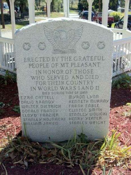 MT PLEASANT WORLD WARS MEMORIAL