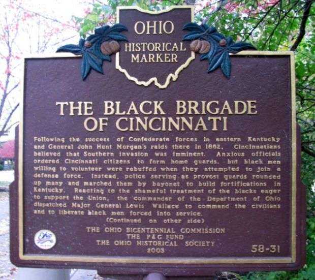 THE BLACK BRIGADE OF CINCINNATI MEMORIAL MARKER FRONT