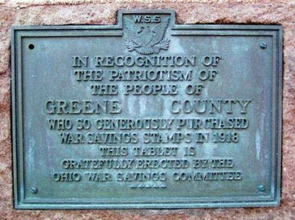GREENE COUNTY WAR SAVINGS STAMPS MEMORIAL PLAQUE