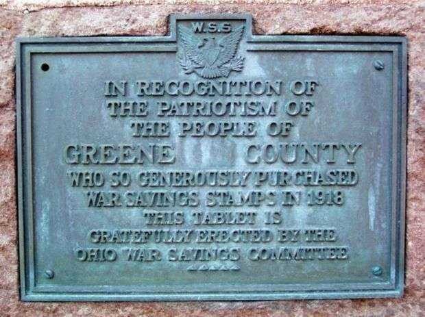 GREENE COUNTY WAR SAVINGS STAMPS MEMORIAL PLAQUE