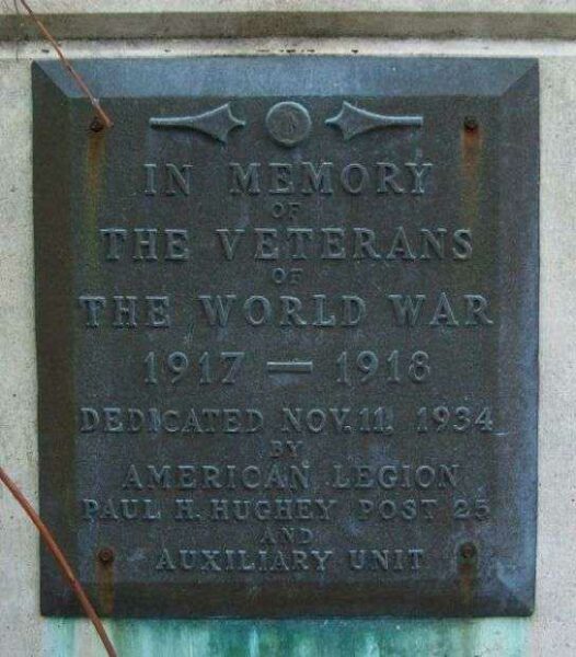 WORLD WAR VETERANS MEMORIAL BRIDGE PLAQUE