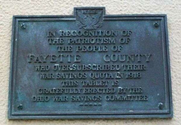FAYETTE COUNTY WAR SAVING QUOTA MEMORIAL PLAQUE