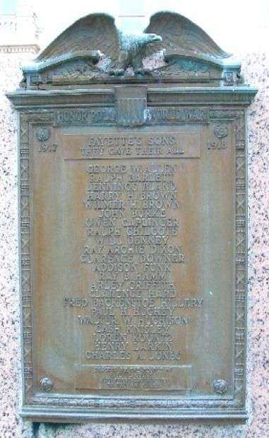 FAYETTE COUNTY WORLD WAR MEMORIAL PLAQUE B