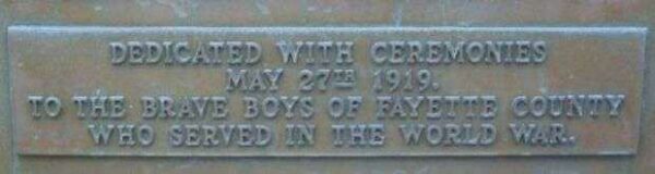 FAYETTE COUNTY WORLD WAR MEMORIAL PLAQUE A