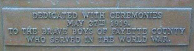 FAYETTE COUNTY WORLD WAR MEMORIAL PLAQUE A