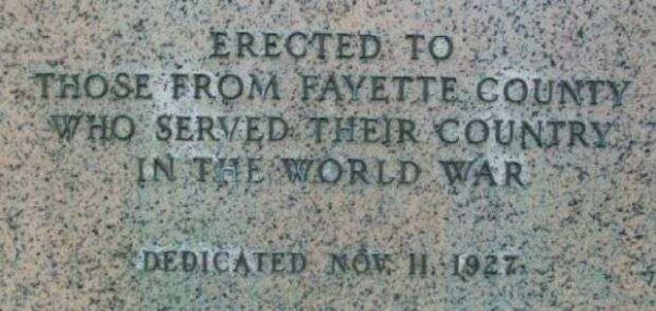 FAYETTE COUNTY WORLD WAR MEMORIAL DEDICATION STONE