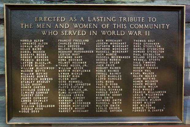 BLOOM TOWNSHIP WAR VETERANS MEMORIAL PLAQUE B