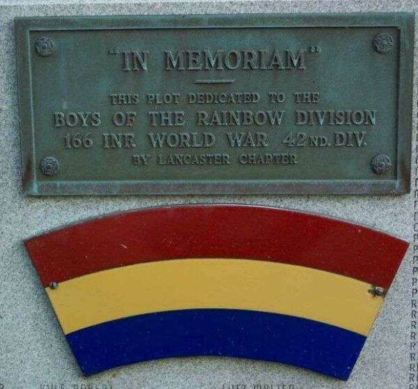 166TH INFANTRY 42ND DIVISION WORLD WAR MEMORIAL PLAQUE