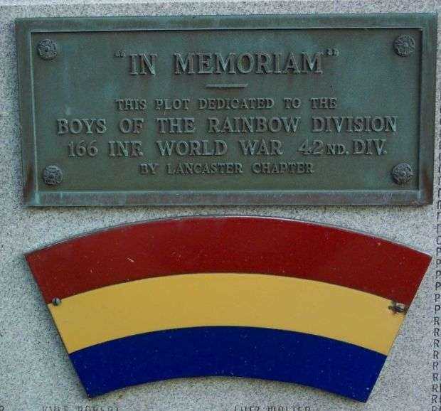 166TH INFANTRY 42ND DIVISION WORLD WAR MEMORIAL PLAQUE