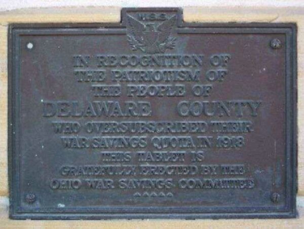 DELAWARE COUNTY WAR SAVINGS QUOTA MEMORIAL PLAQUE