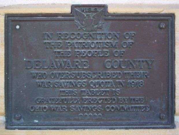 DELAWARE COUNTY WAR SAVINGS QUOTA MEMORIAL PLAQUE