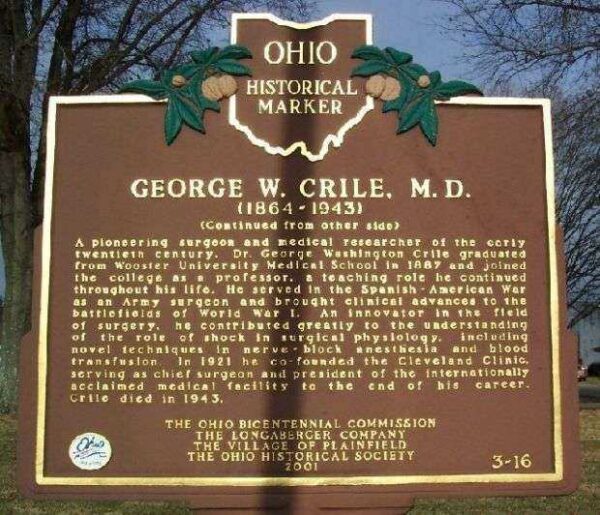 GEORGE W. CRILE, M.D. WAR MEMORIAL MARKER