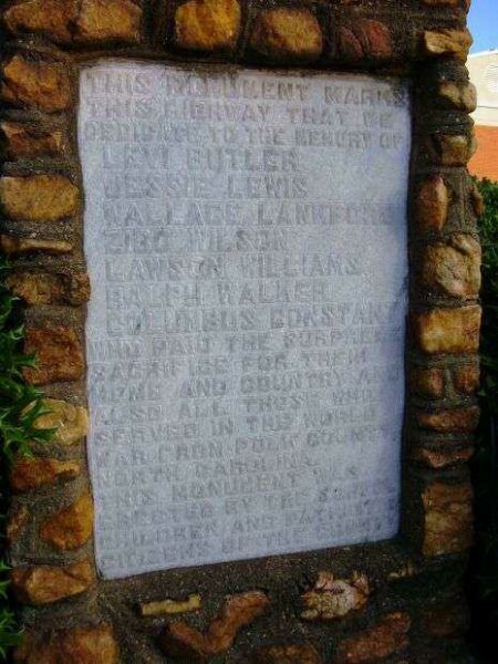 POLK COUNTY WORLD WAR MEMORIAL HIGHWAY DEDICATION STONE