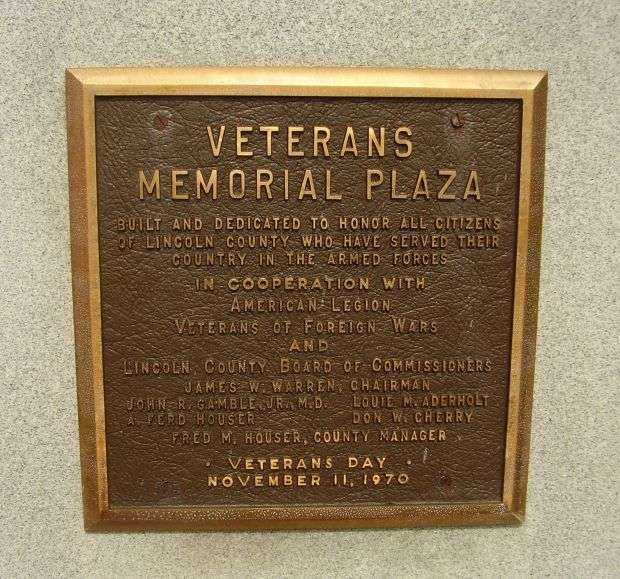 LINCOLN COUNTY VETERANS MEMORIAL PLAZA PLAQUE A