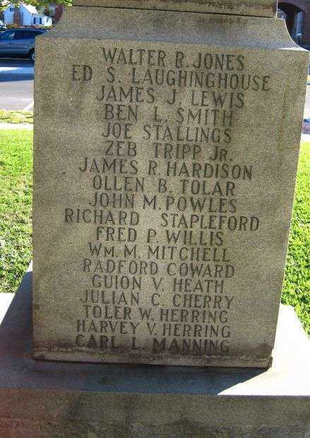 CRAVEN COUNTY WORLD WAR NO. 1 & 2 MEMORIAL STONE B
