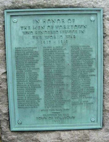 YORKTOWN WORLD WAR MEMORIAL PLAQUE