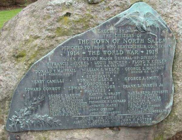 TOWN OF SALEM WORLD WAR MEMORIAL PLAQUE