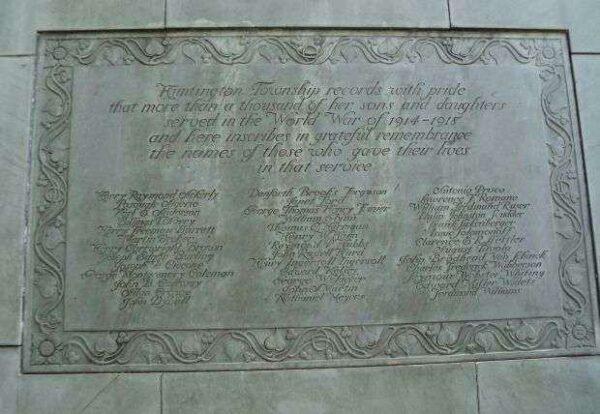 HUNTINGTON TOWNSHIP WORLD WAR MEMORIAL