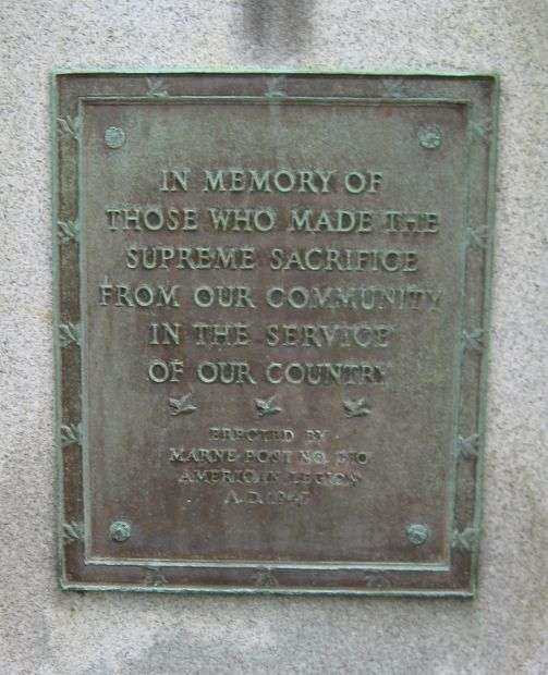 MARNE POST 370 WAR  VETERANS MEMORIAL PLAQUE