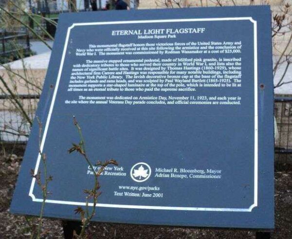 ETERNAL LIGHT FLAGSTAFF MEMORIAL PLAQUE