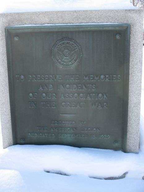 BUFALO AMERICAN LEGION WORLD WAR I MEMORIAL PLAQUE