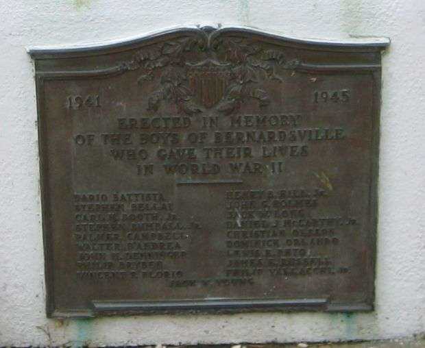 BERNARDSVILLE WAR MEMORIAL PLAQUE B