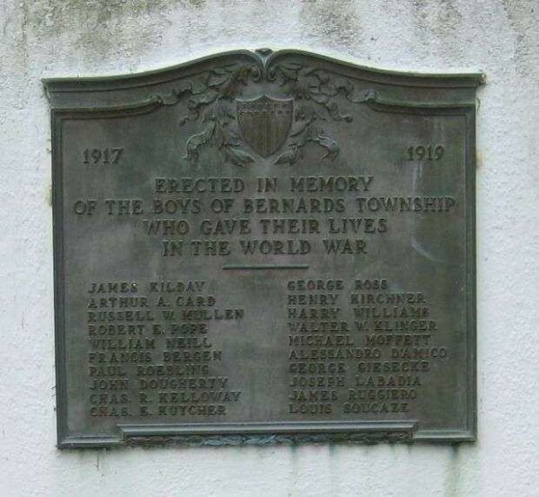 BERNARDSVILLE WAR MEMORIAL PLAQUE A