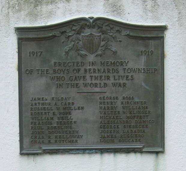 BERNARDSVILLE WAR MEMORIAL PLAQUE A