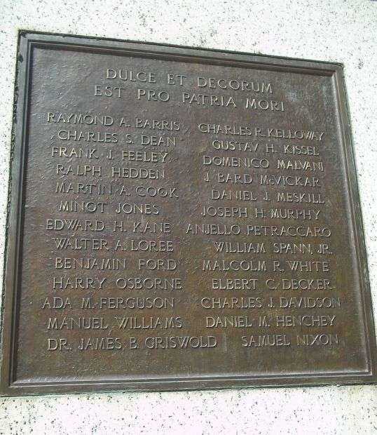 MORRISTOWN WORLD WAR I MEMORIAL PLAQUE B