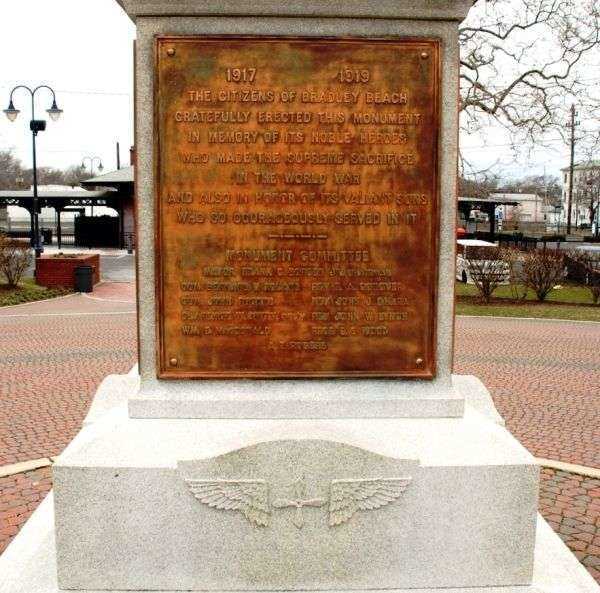BRADLEY BEACH WORLD WAR I MEMORIAL PLAQUE A