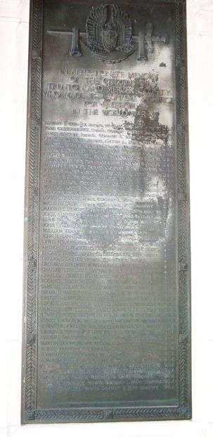 THE TRENTON WAR MEMORIAL HONOR ROLL PLAQUE B