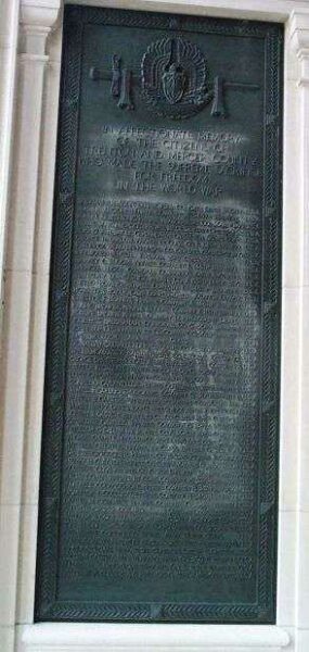 THE TRENTON WAR MEMORIAL HONOR ROLL PLAQUE A