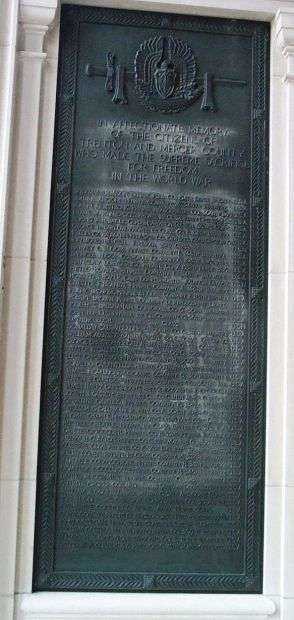THE TRENTON WAR MEMORIAL HONOR ROLL PLAQUE A